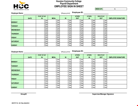 employee payroll sign-in sheet template - track and manage employee attendance template