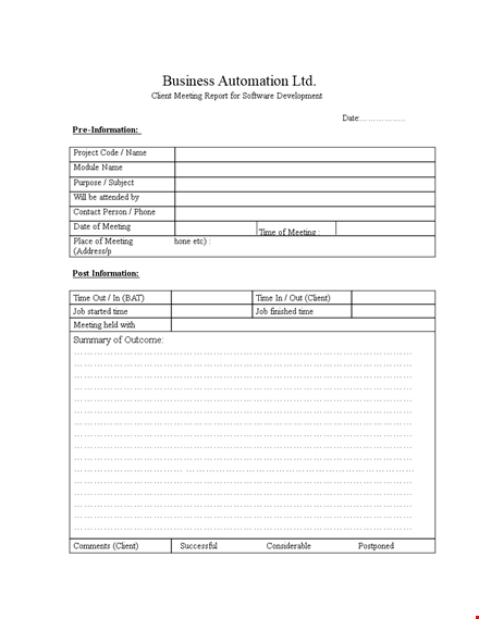 client meeting report - essential information for a successful client meeting template