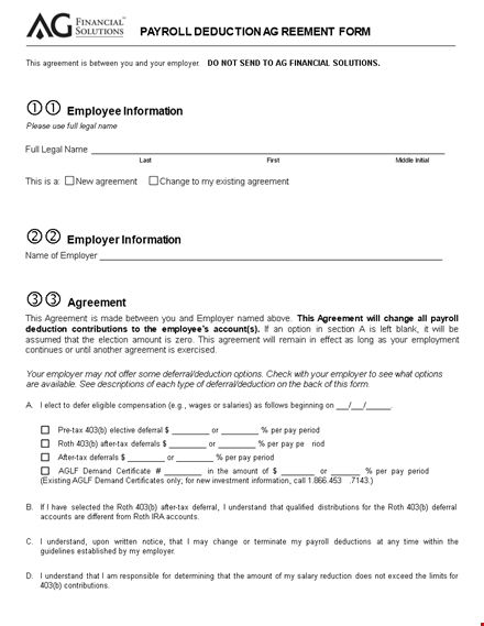 payroll deduction agreement form template