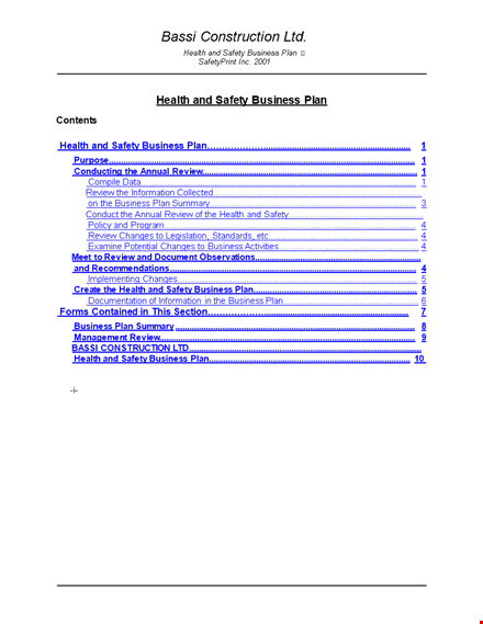 safety consulting business plan template - expert safety, business, and health review template