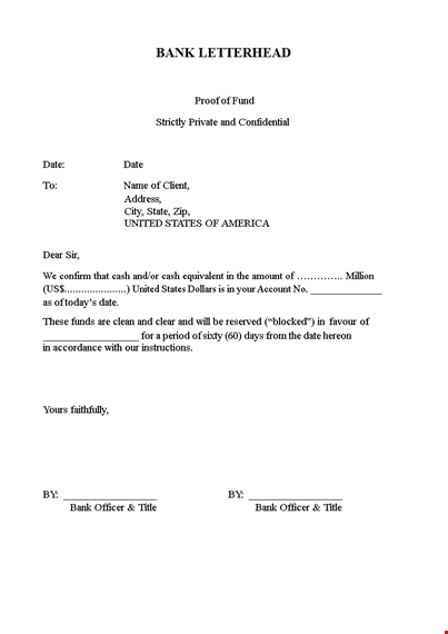 proof of funds letter template for united states template