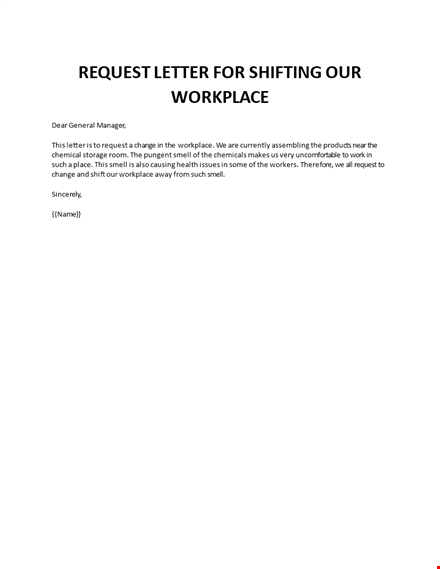request letter for shifting our workplace template