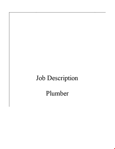 sample plumber job description template