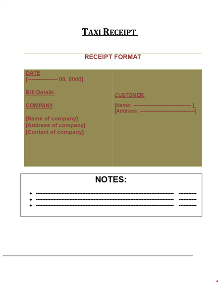 taxi receipt template template