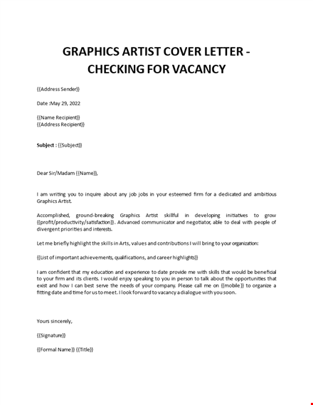 graphics artist cover letter template