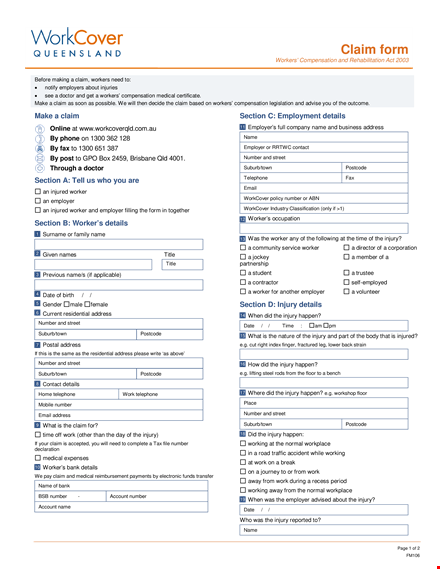 claim form fm v irrvdbspd - worker claim number template