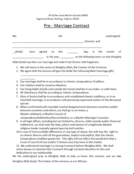 marriage contract template - create a secure & legally binding agreement | muslims, allah template