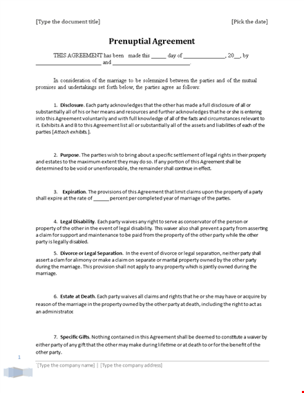 download prenuptial agreement template for property & party - parties shall agree template