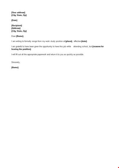 personal student resignation letter template
