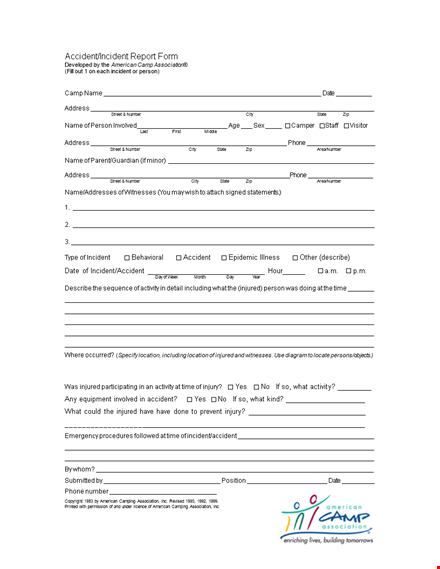 incident report template - easily record accidents and injuries template