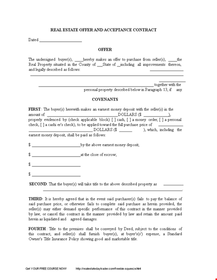 real estate offer acceptance letter template - contract for seller and buyer: shall template