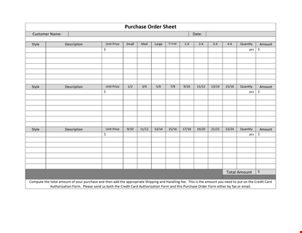 purchase order sheet template - easily track and manage purchase orders template