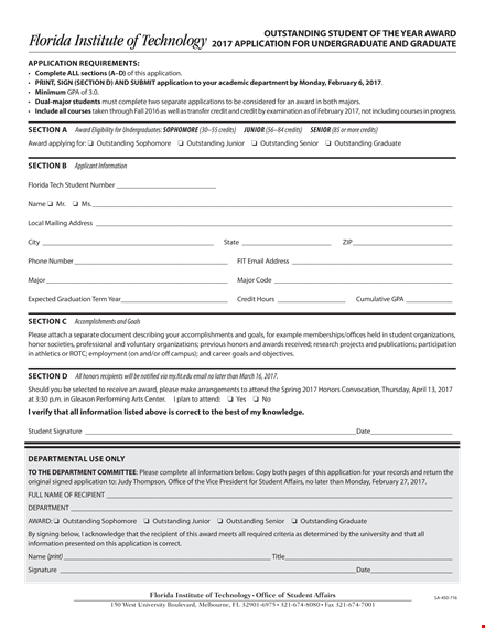 student of the year award template template