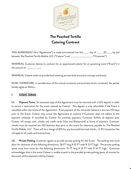 catering contract for an event template