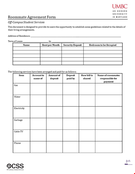 roommate agreement template - create harmonious residences template