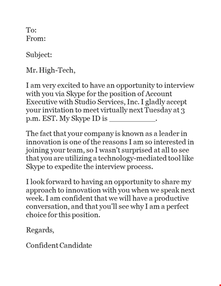 confirming interview opportunity. teams/email confirmation example template