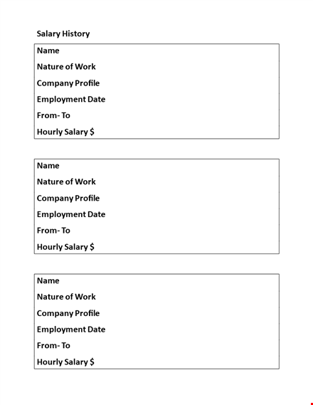 salary history template template