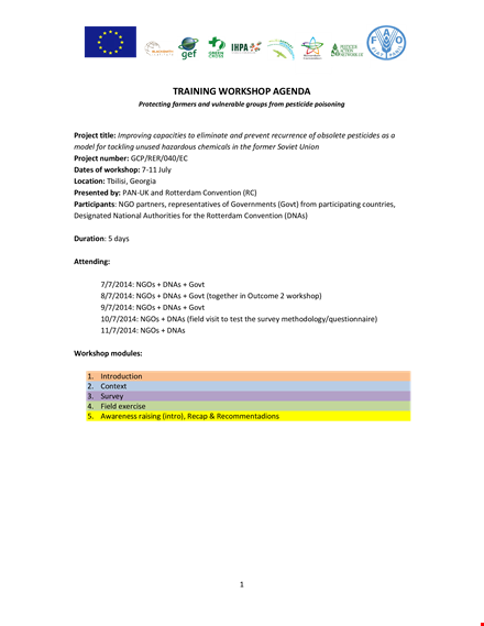 training workshop agenda template template