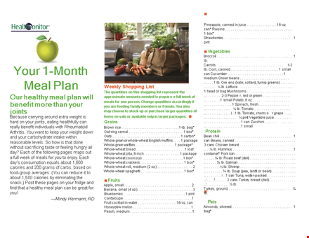 healthy weekly meal planner template template