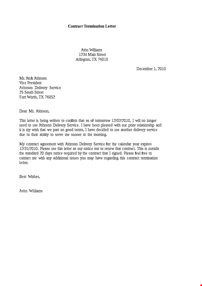 service contract termination letter template