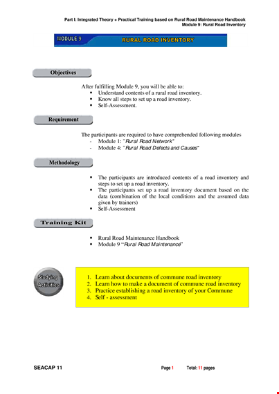 road inventory template