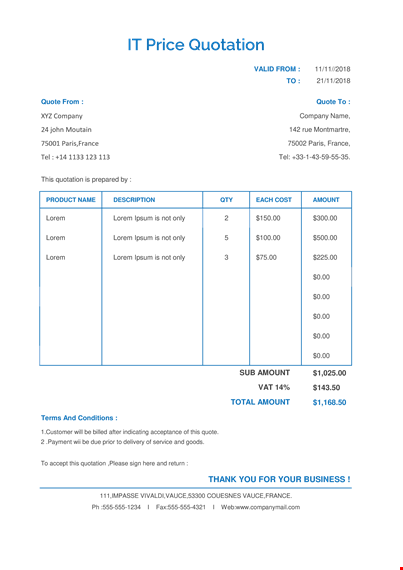 it quotation template template