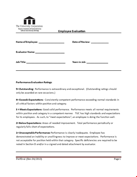 free employee evaluation template template