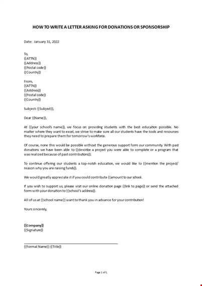 sponsorship request letter school template