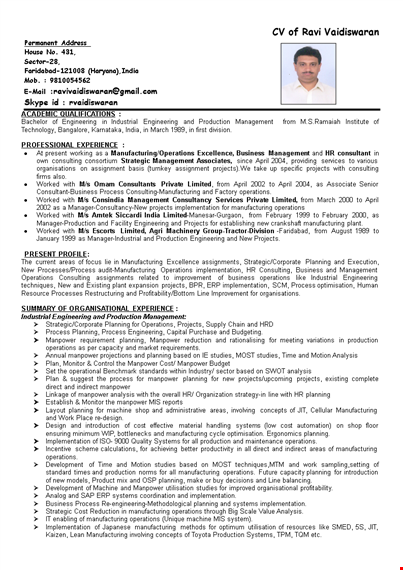 production manager resume doc template