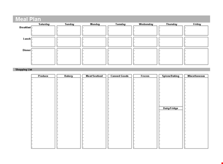 free meal plan template for busy weekends | sunday, monday & saturday template