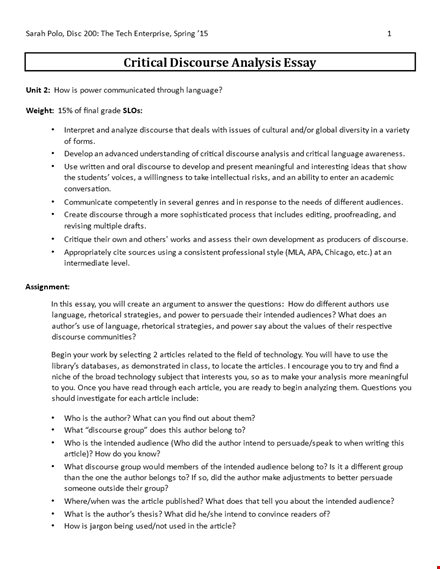 critical discourse analysis essay template template