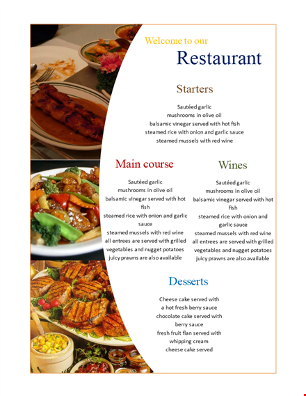 welcome to our menu templates - customizable and printable template
