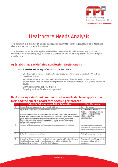 health needs analysis template template