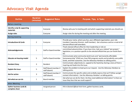 visit agenda template