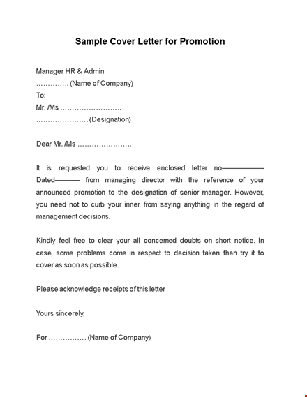 get promoted with a professional promotion letter template