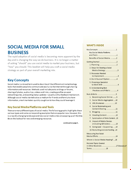social media business plan template template