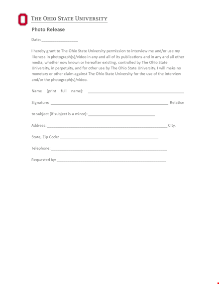 get your photo release form for university or state interviews template