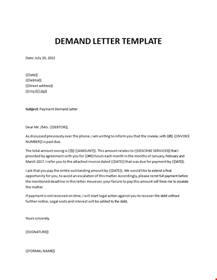 demand letter template template
