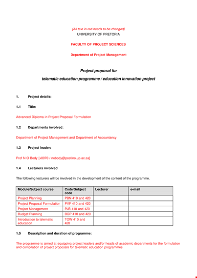 customizable project proposal template for education and telematics template