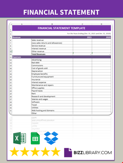 financial statement template template