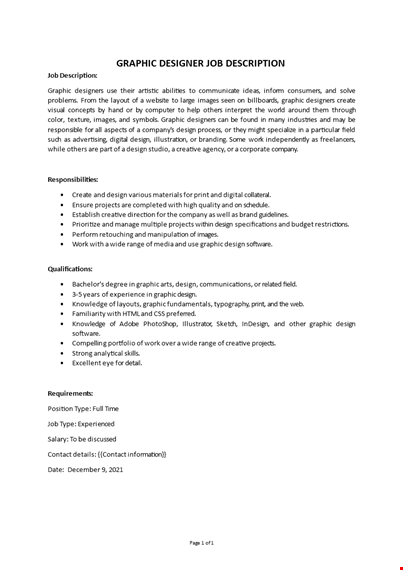 graphic designer job description template