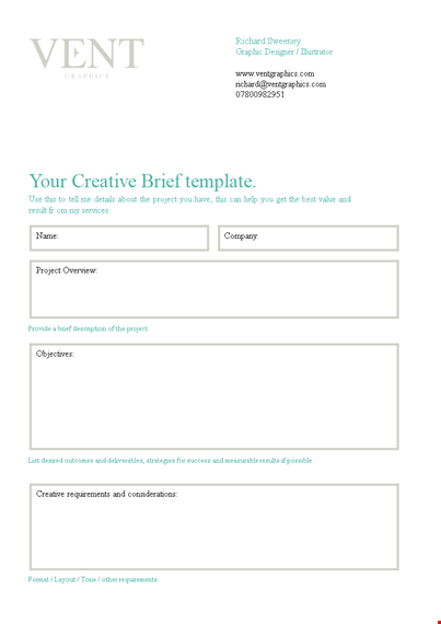 effective creative brief template for your project - provide all the details to your audience template