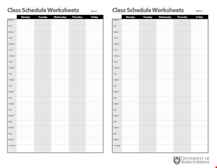 class schedule worksheets template template