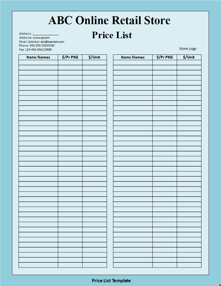 get organized with our price list template - free download template