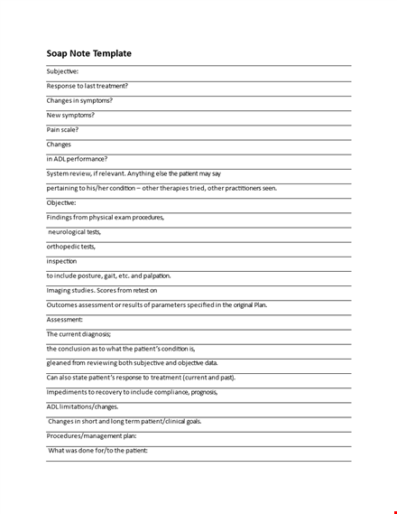 customizable soap note template for patient evaluation - streamline changes & subjective reporting template