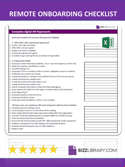 remote onboarding checklist template