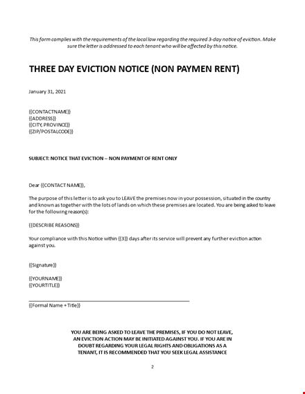 3 day eviction notice template