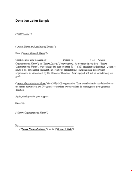 donation acknowledgement letter tax deductible template