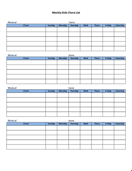 weekly chart in doc template