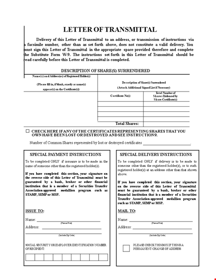 professional letter of transmittal template - easy to customize template